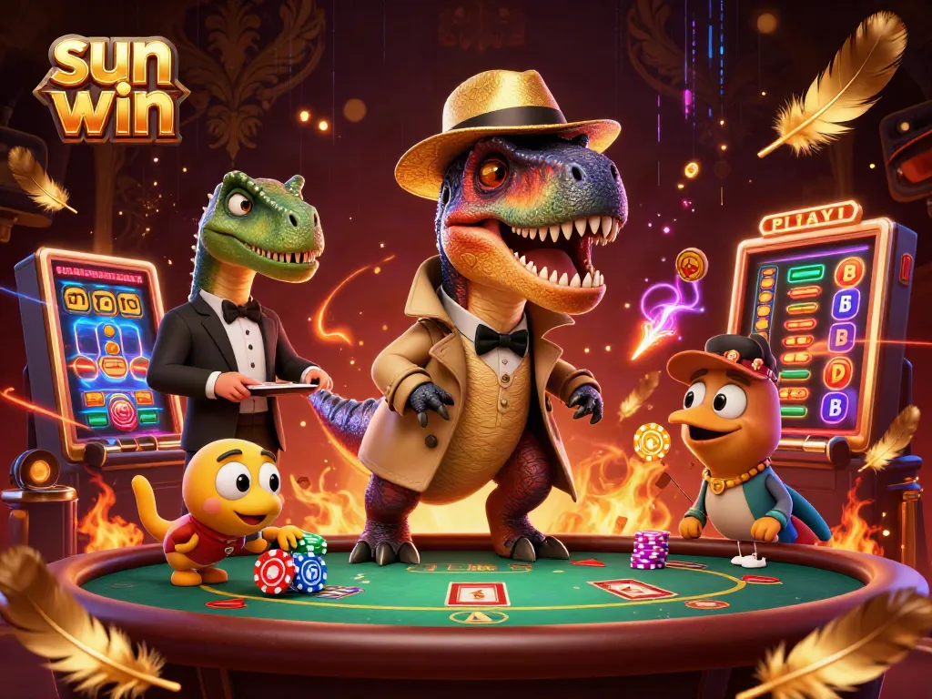 Experience thrilling moments with sun win at a lively blackjack table featuring cartoon characters and casino elements.