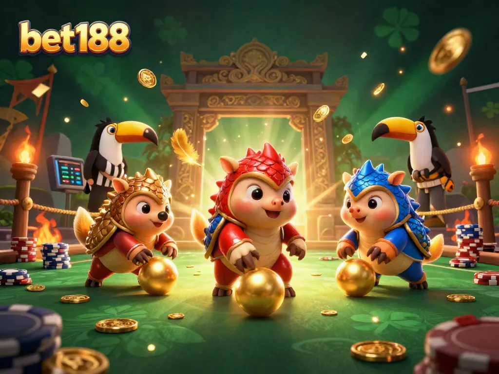 Engage with bet188 by watching rival pangolins roll through poker chips in a thrilling 3D illustration.