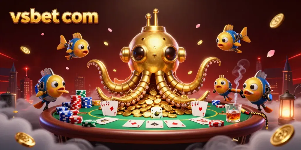 Experience exhilarating gaming and betting excitement with vsbet com in this vibrant casino illustration.