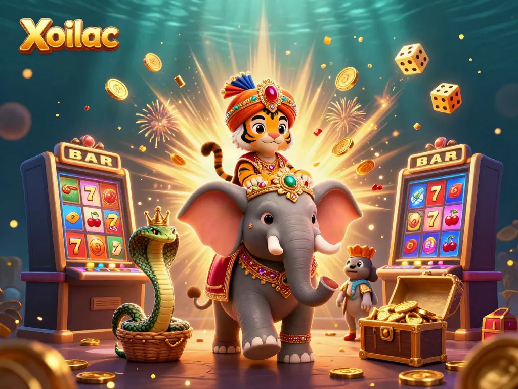 Experience the excitement of Xoilac with vibrant casino visuals and jackpot themes.