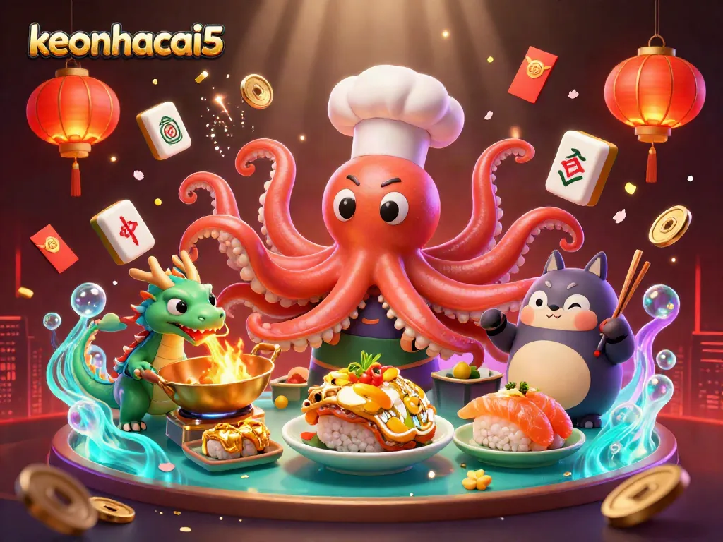 keonhacai5 immerses players in a vibrant 3D casino world, featuring dynamic elements and characters.