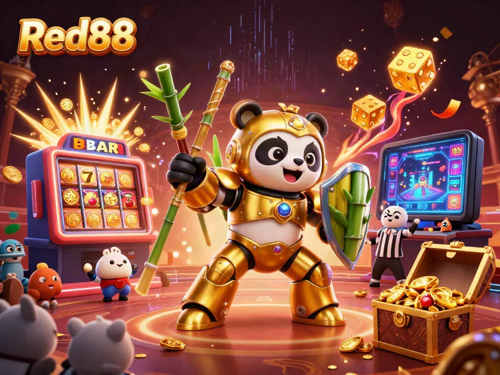 Experience exciting gameplay at Red88 with animated characters and vibrant casino elements.