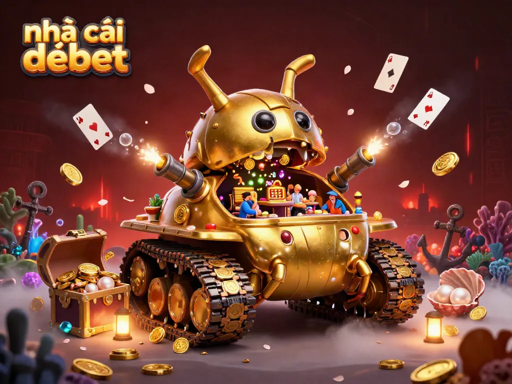 Engage with the vibrant world of nhà cái debet featuring a golden beetle tank casino, exuberant underwater treasures, and lively gaming elements.