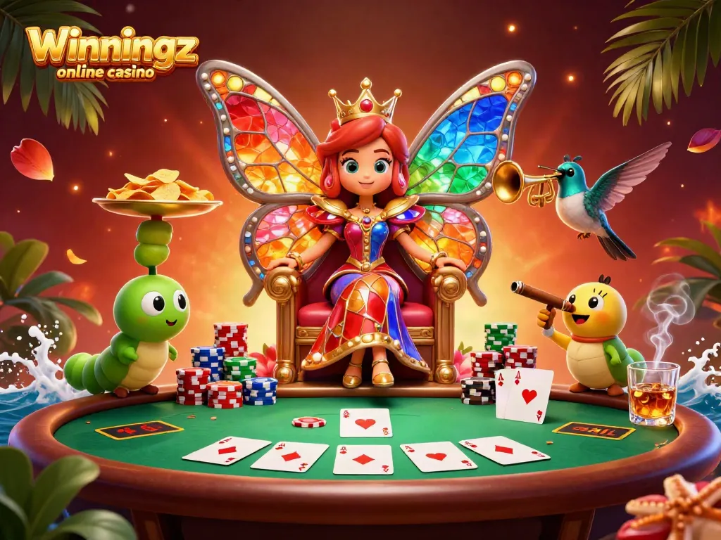 Experience big wins and excitement at Winningz online casino with vibrant characters on a dynamic poker table.