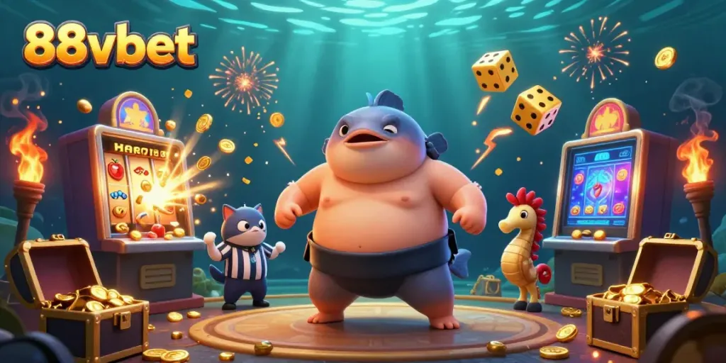 Experience excitement with 88vbet's vibrant underwater casino scene featuring thrilling game elements.