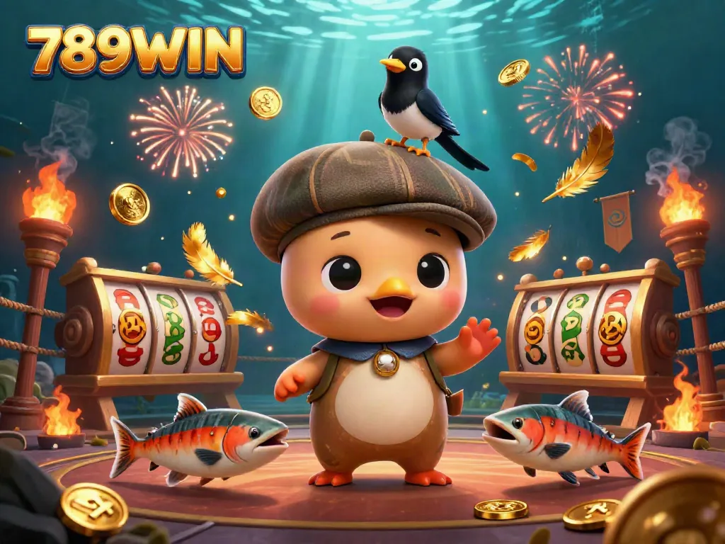 Engage in thrilling gameplay with 789WIN's vibrant illustration featuring Nessie and friends.