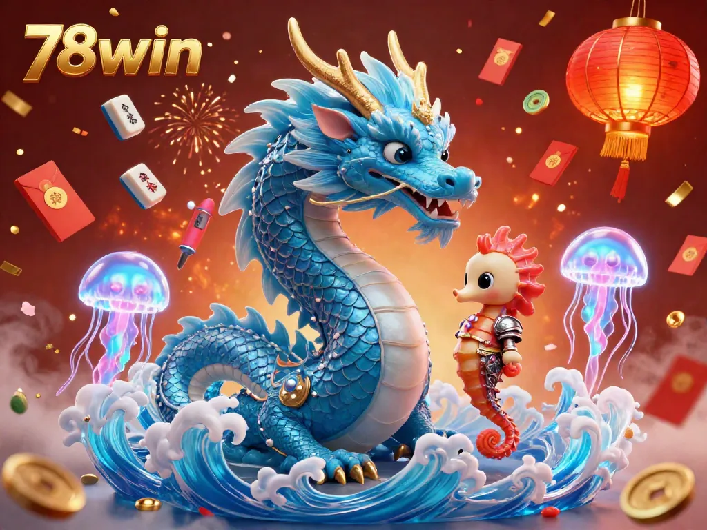 Experience thrilling gameplay with 78win's legendary azure water dragon, seahorse knight, and vibrant casino elements.