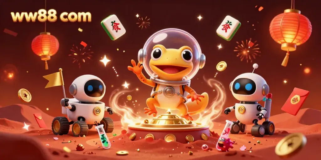 Experience thrilling gameplay at ww88 com with our colorful 3D casino art, showcasing vibrant characters and game elements.