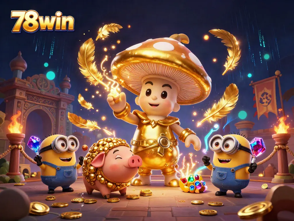 Experience exhilarating wins with 78win in this vibrant, dynamic casino fantasy scene.