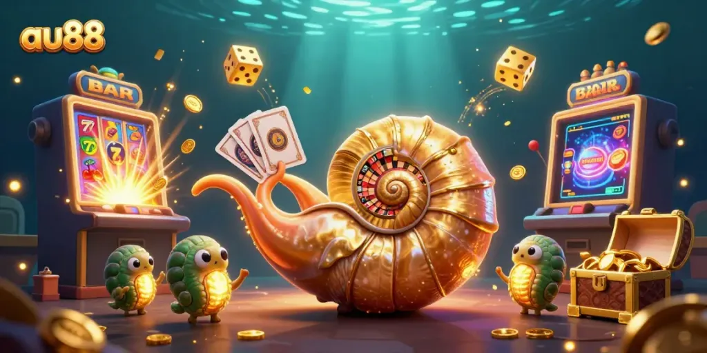 Experience thrilling gaming at au88 with a vibrant 3D casino scene full of exciting activities.