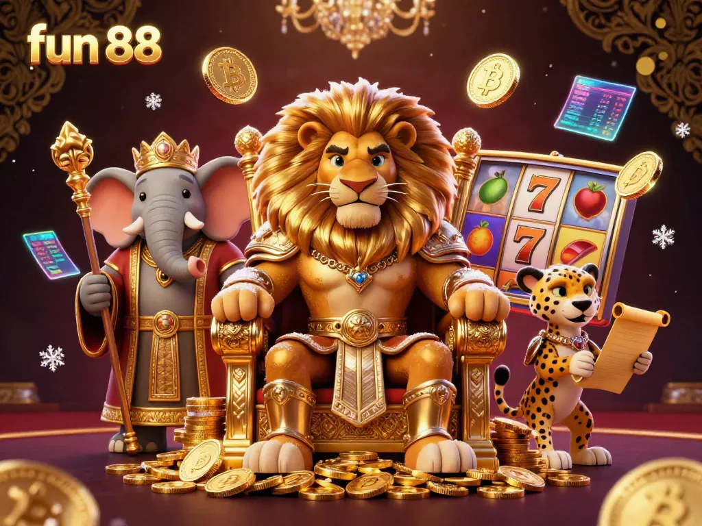 Experience fun 88 dynamics with vibrant slot reels and rich casino-themed elements.