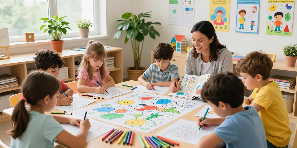 Children exploring creativity through coloring sheets at freecoloringsheets.net.