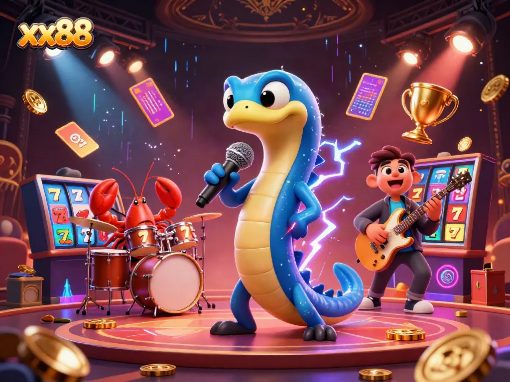 Experience the underwater excitement of xx88 with an eel DJ, lobster drummer, and seahorse guitarist.