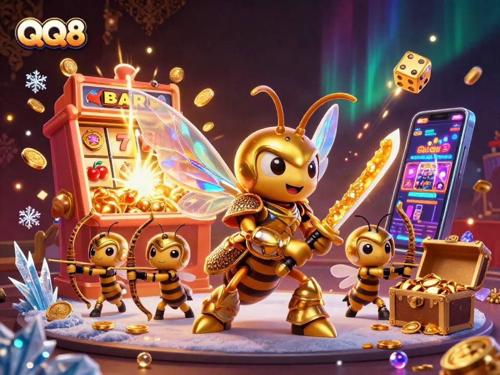 Experience the excitement of QQ88 with vibrant 3D illustration showcasing dazzling casino elements and characters.