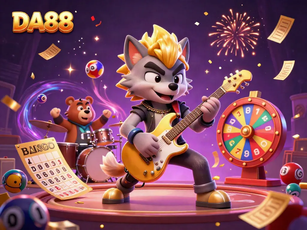 Experience thrilling entertainment at DA88 casino with vibrant gaming elements in a dynamic celebration.