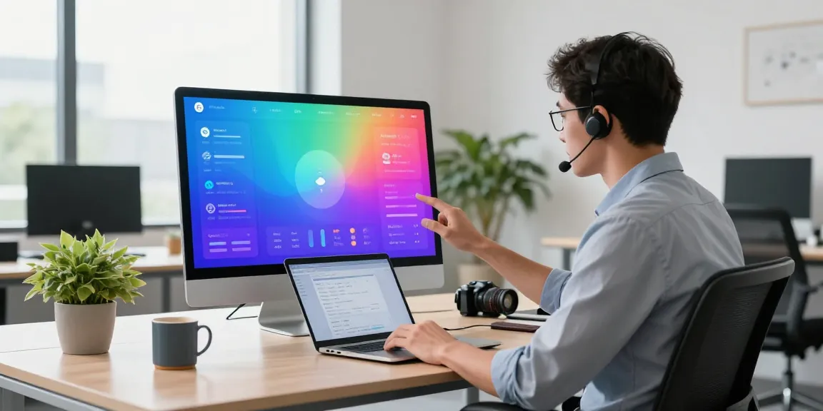 AI virtual receptionist setup in a modern office, showcasing technology and professionalism.