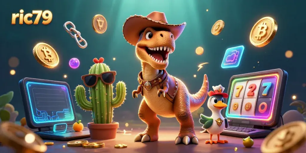 Engage with ric79's thrilling slot experience featuring vibrant characters and crypto themes.