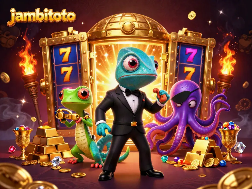 Activate wins at jambitoto with a vibrant 3D scene showcasing rich slots atmosphere.