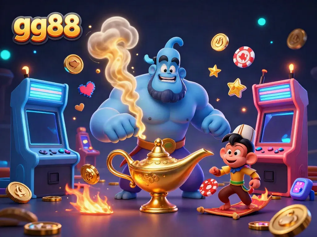 Experience the magic of gg88 with lively characters and casino elements in this vibrant scene.
