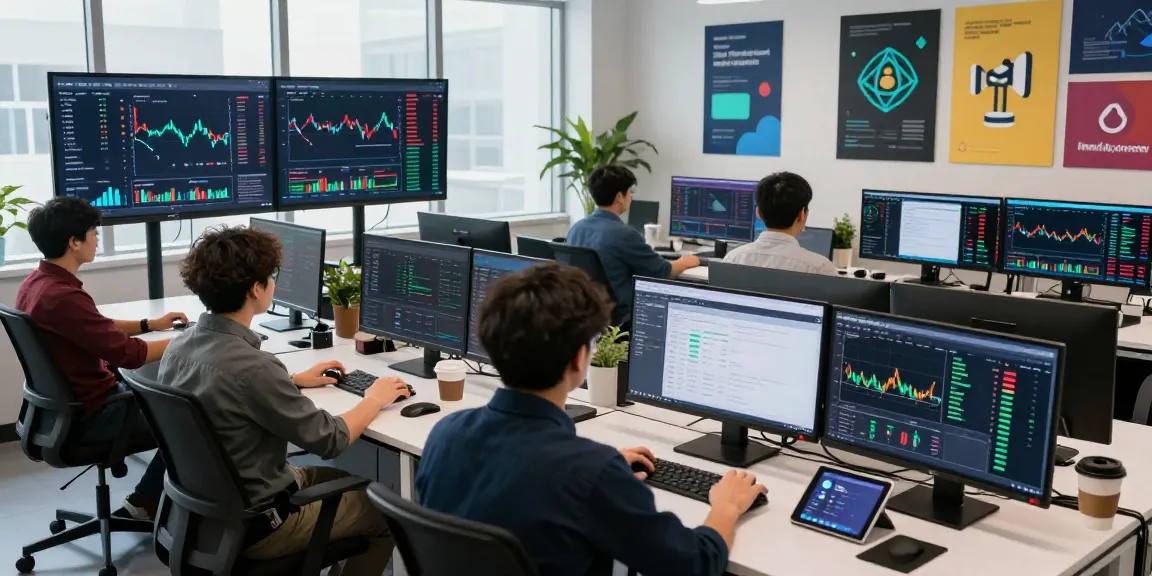 Kinetiq Hyperliquid trading environment with professionals analyzing crypto data, showcasing modern tools for liquid staking.