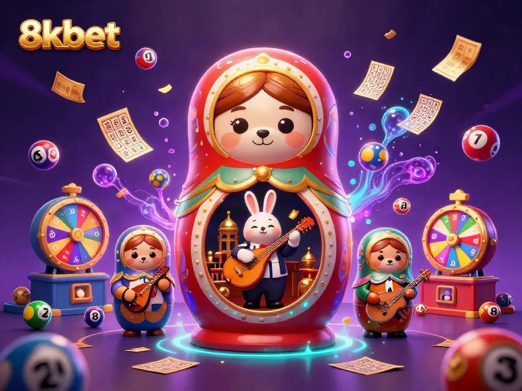 Immerse in 8xbet's vibrant casino world with dynamic bears and festive gaming elements.