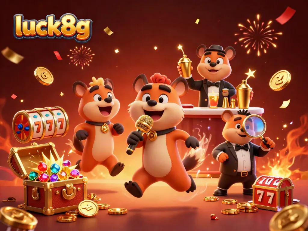 Experience excitement at the luck8g comedy casino club with hyenas and vibrant game elements.