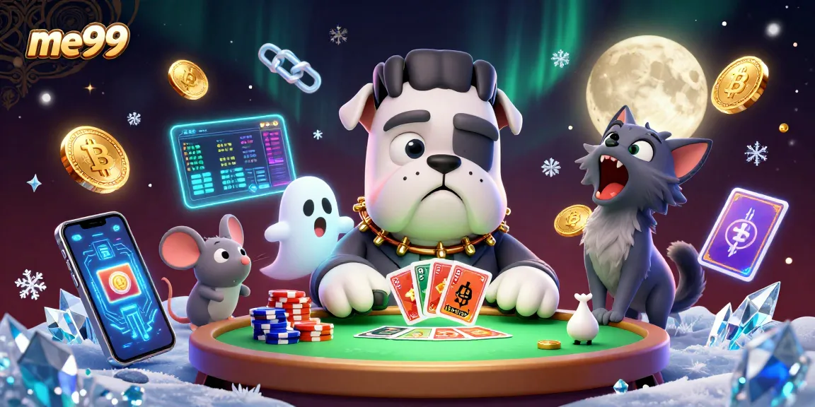me99 offers exciting gaming with a Frankenstein bulldog monster dealing cards at an enchanting table.