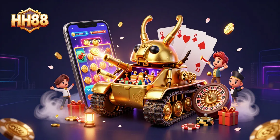 Experience thrilling action at HH88 with a vibrant casino scene from a 3D golden beetle tank!
