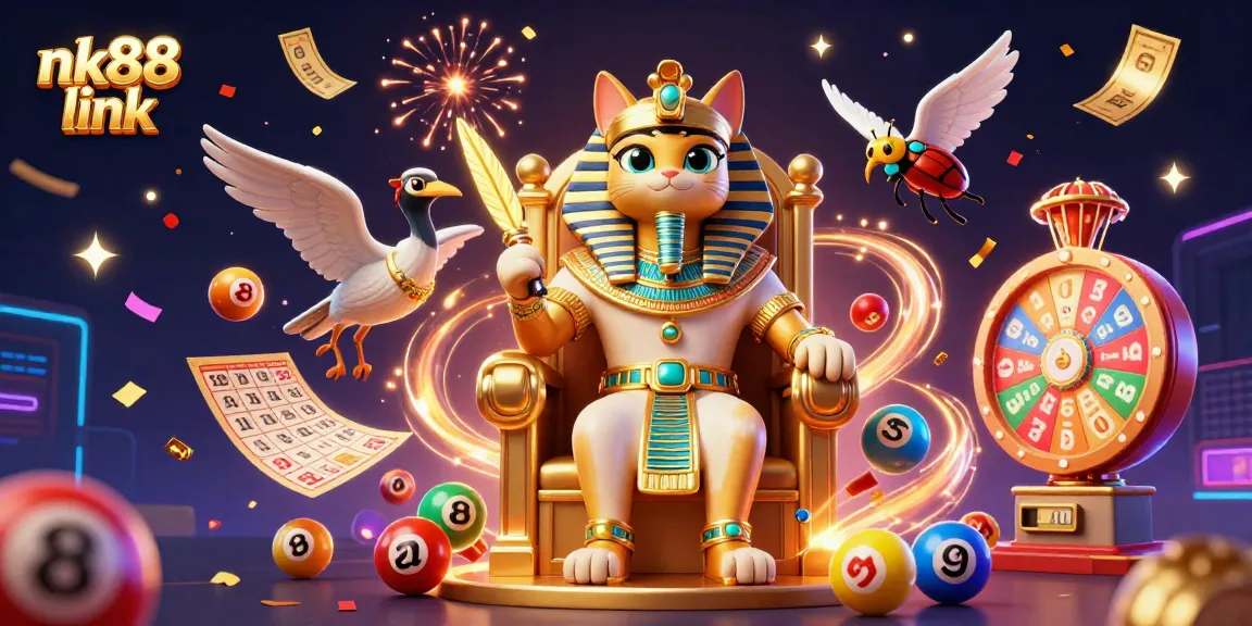 Engage with vibrantly colorful nk88 link lottery action in a dynamic 3D casino scene.