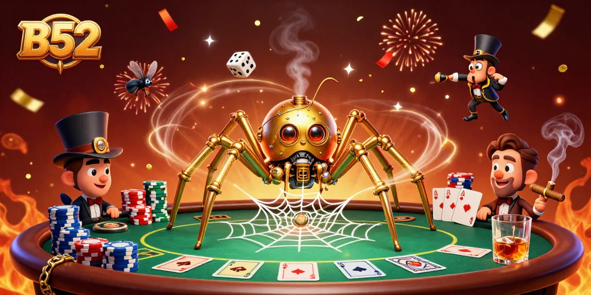 B52 immerses players in an engaging 3D casino scene featuring vibrant poker and steampunk elements.