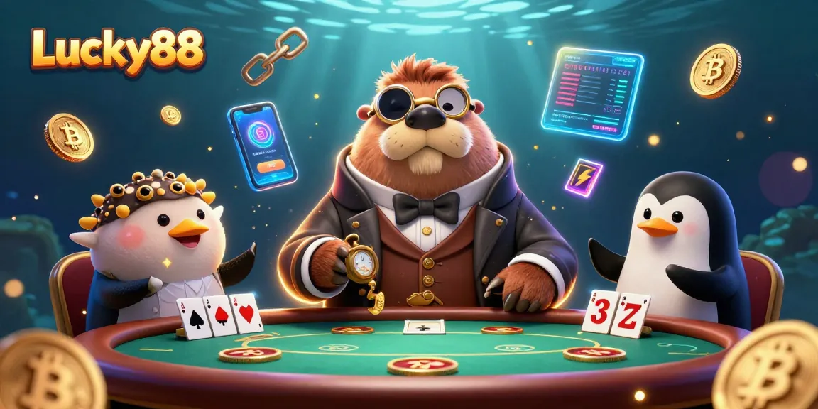 Play Lucky88 and experience thrilling underwater poker action with vibrant casino elements