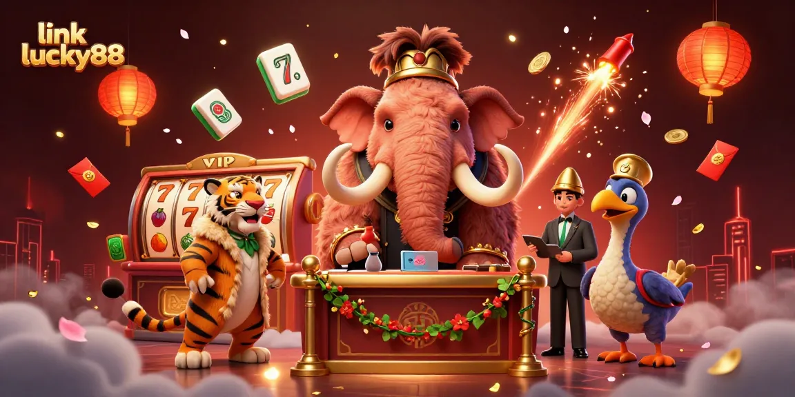 Experience thrilling action with link lucky88 as the woolly mammoth checks IDs at an animated casino entrance!