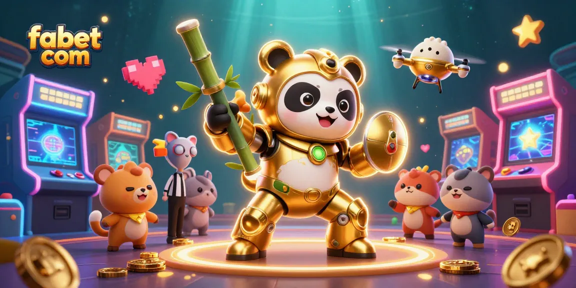 Immerse in fabet com as you navigate vibrant casino games with a mech-suit golden panda.