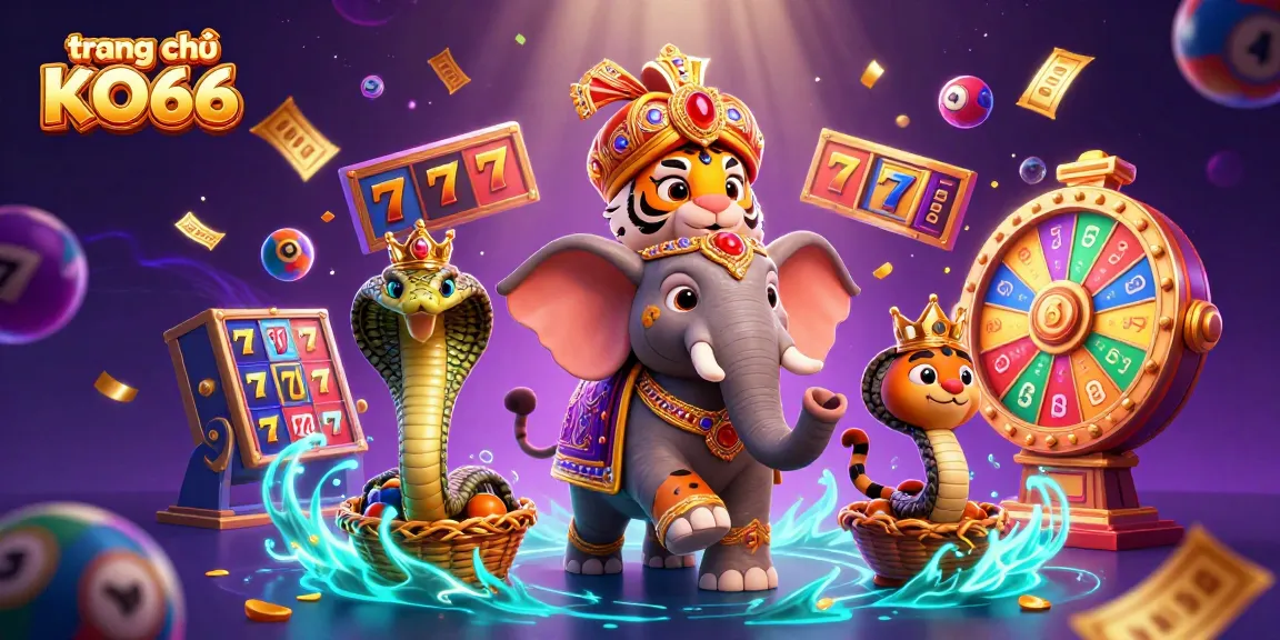 Experience excitement at trang chủ KO66 with dynamic slot reels, lucky symbols, and vibrant casino elements.