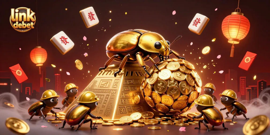Engage in thrilling casino excitement with link debet and golden beetles rolling coins.