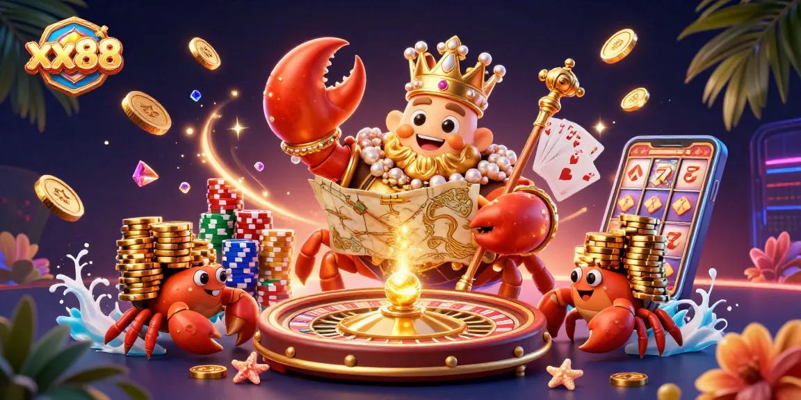 Experience the vibrant world of online gambling at xx88 with a lively 3D casino scene