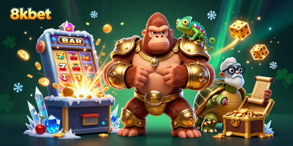 8xbet players engaging with a vibrant casino scene featuring dynamic characters and exciting slot game elements.