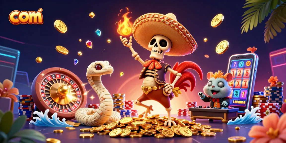 Experience exciting wins at com with lively 3D casino characters dancing on golden coins.