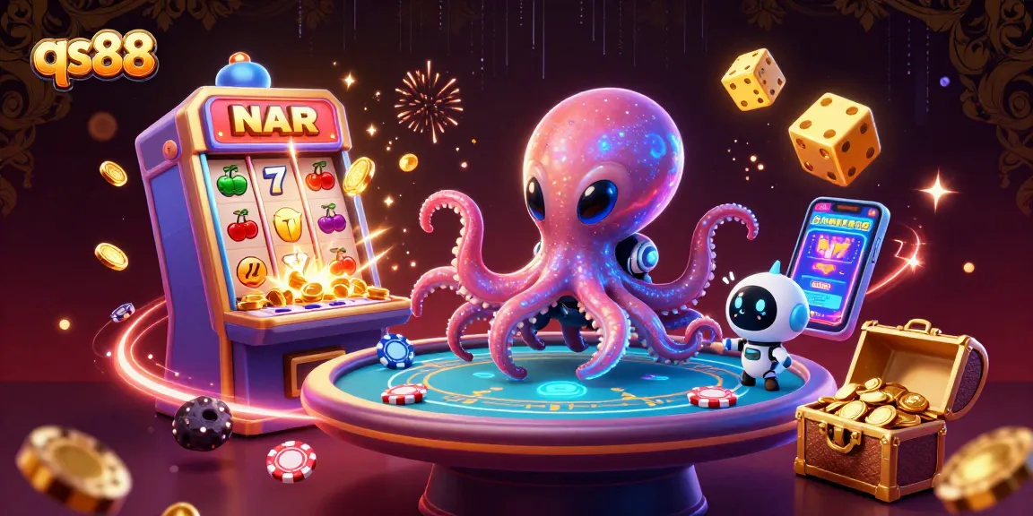 Experience the thrilling games at qs88, featuring a vibrant alien casino scene with exciting poker elements.