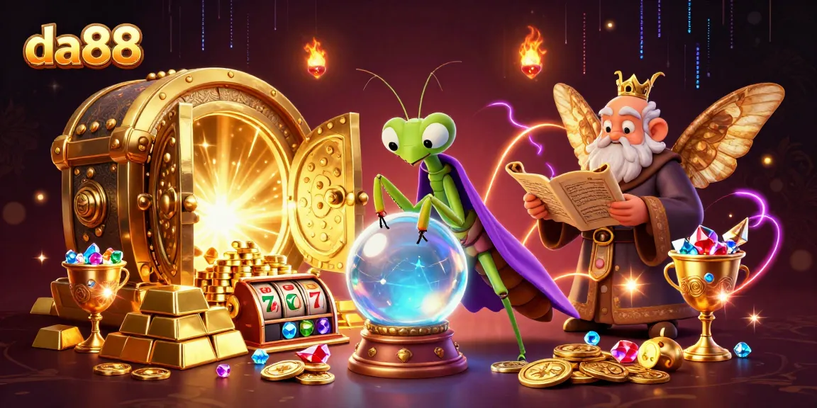 Engage with the mystical world of da88 featuring fortune tellers and gold treasures in a vibrant casino scene.