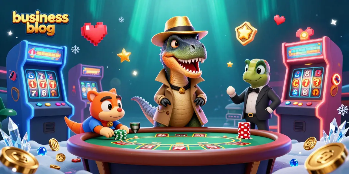 Engaging scene of a velociraptor card counter in a business blog gambling setting.