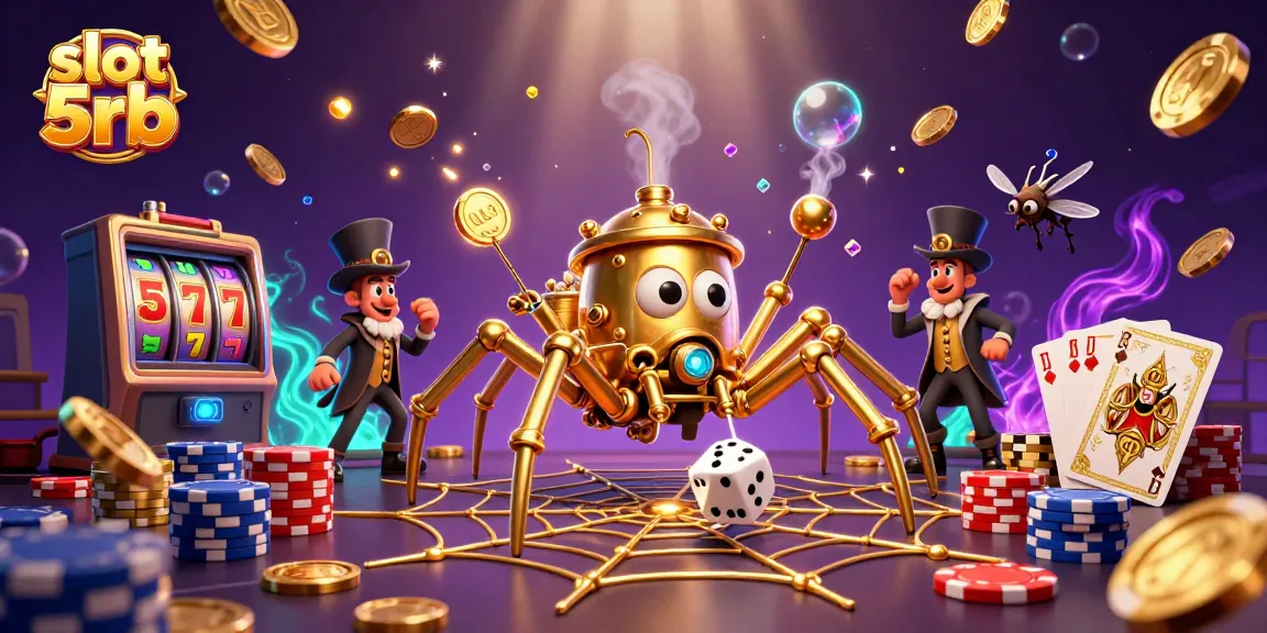 Experience thrilling wins at slot 5rb with captivating 3D casino animation featuring slot machine reels and golden coins.