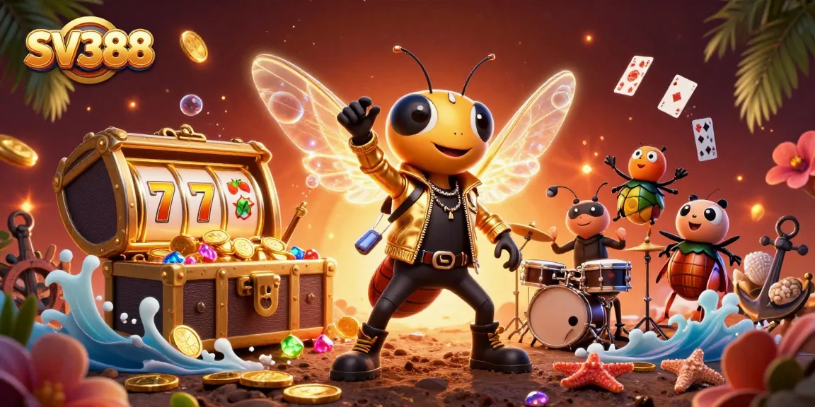 SV388 promotes vibrant casino excitement with a cicada rock star and energetic gameplay elements.