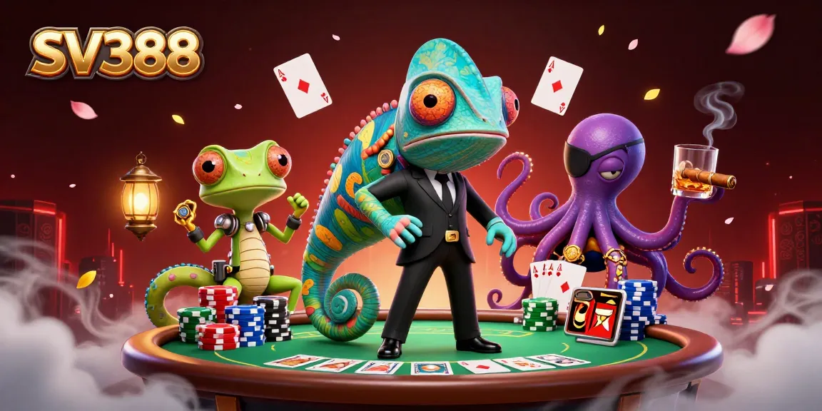 Experience thrilling SV388 poker sessions with chameleon agents in a vibrant casino atmosphere.
