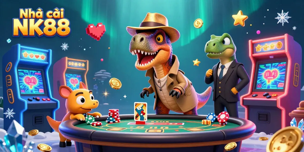 Catch the thrill of Nhà cái NK88 as a velociraptor card counter blends in at a lively casino.