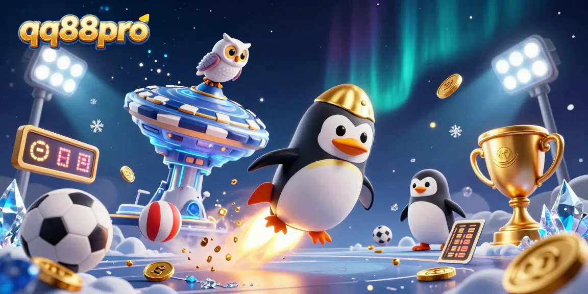 Watch the qq88pro rocket-powered penguin zoom toward the casino in this dynamic 3D illustration filled with excitement.