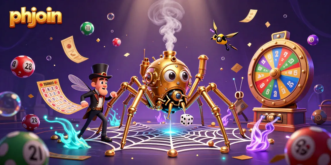 Experience thrilling gaming action with phjoin's unique 3D casino art featuring dynamic lotto elements and vibrant characters.