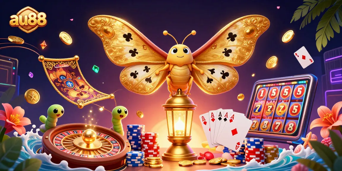 Spin and win with au88, where vibrant casino-themed illustrations bring excitement to online gaming.