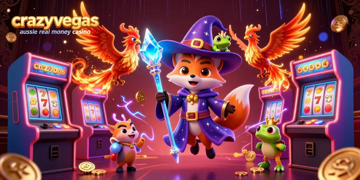 Experience thrilling gameplay at crazyvegas aussie real money casino with wizards, phoenixes, and vibrant slot elements.