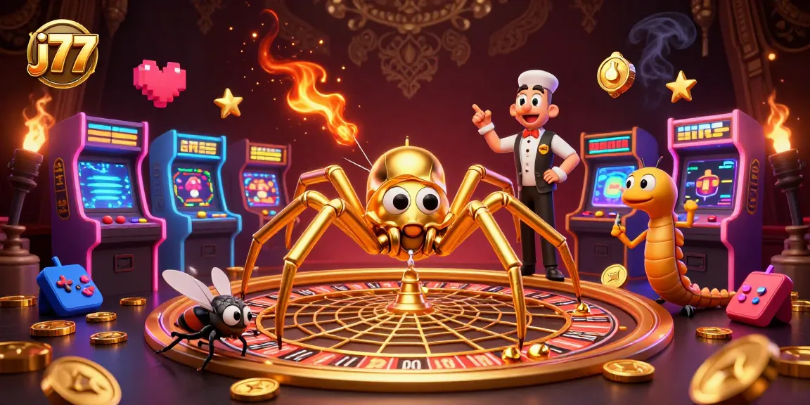 Engage in thrilling gameplay at j77 with vibrant 3D casino characters and dynamic gaming elements.
